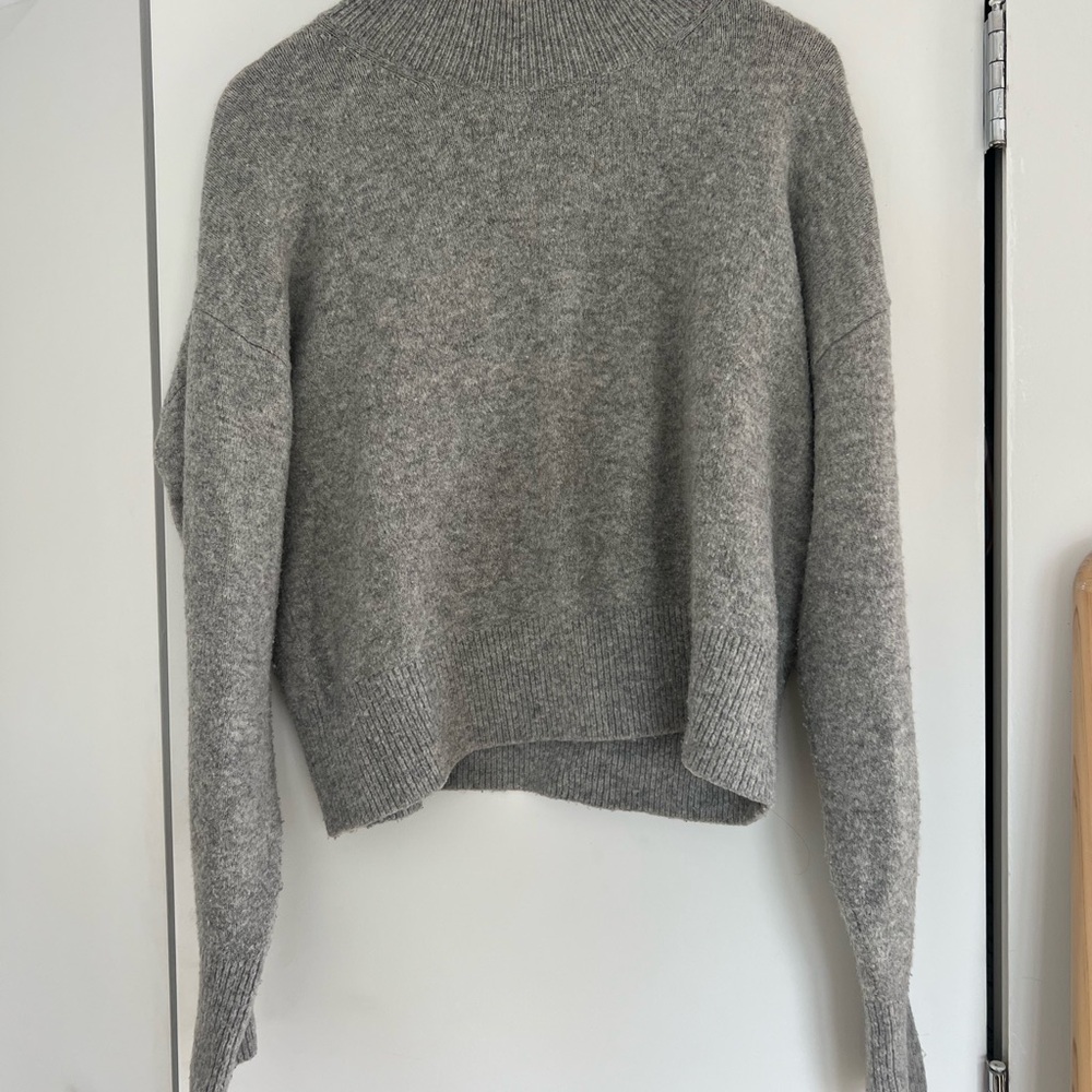 & Other Stories Grey Mock Neck Wool Blend Sweater